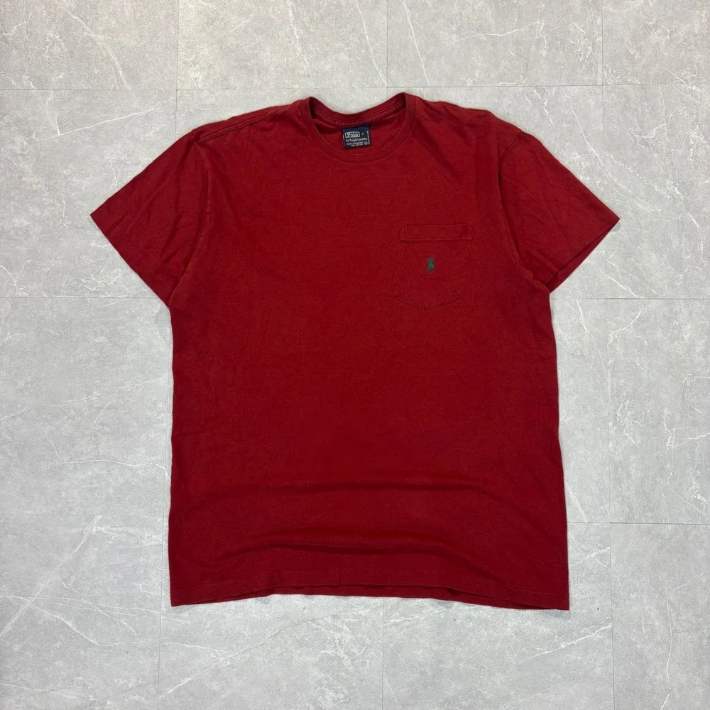 Polo Ralph Lauren Mens Medium Red Short Sleeve Pocket T-Shirt Cotton Pony Logo
